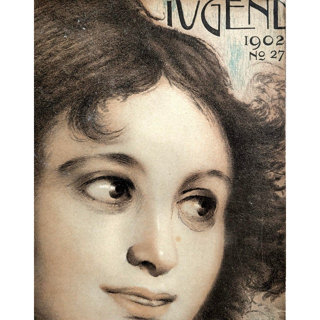 An original 1902 Jugend magazine cover (Issue No. 27) featuring a graceful portrait by German painter Oswald Gottfried...
