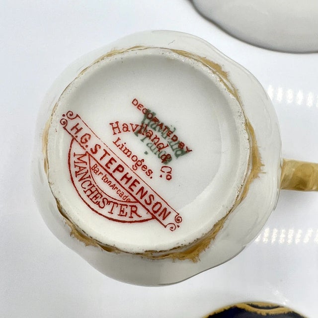 French Art Nouveau Blue and Gold Porcelain Demitasse Coffee Service from Haviland Limoges, France, 1900s, Set of 13 For Sale - Image 18 of 18