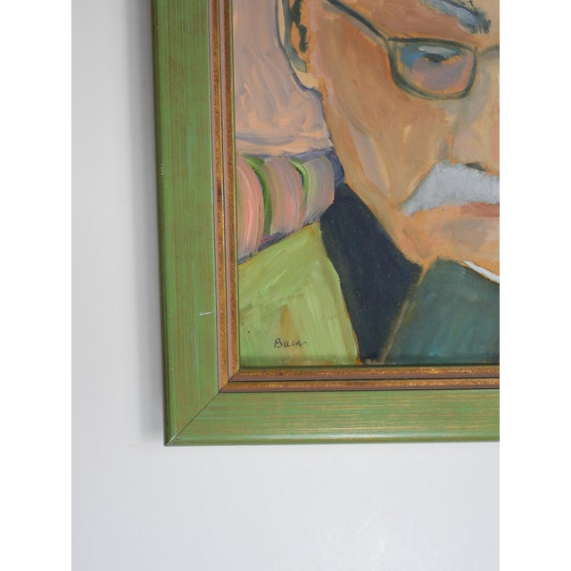 Early 21st Century Contemporary Expressionist Portrait Painting of Man Reading For Sale - Image 5 of 6