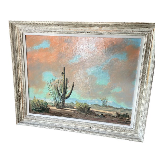 Mid 20th Century Shifting Clouds Original Oil Painting by Sid Cedargreen For Sale