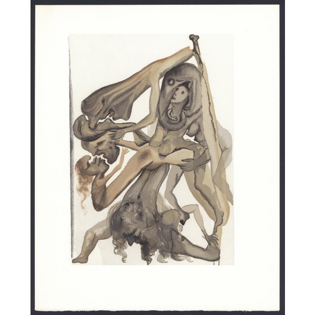 1963 Dalí Divine Comedy Engraving Enfer Chant 11 "Au Bord Du 7e Bolge" (On the Edge of the 7th Bolge) For Sale