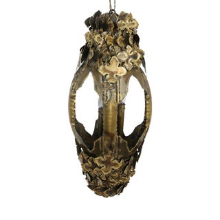 Torch-Cut Brutalist Pendant Fixture by Tom Greene for Feldman Lighting For Sale