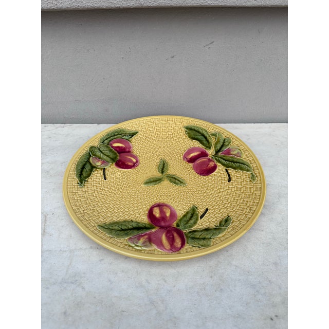 Large German Majolica Cherries Platter Circa 1920 For Sale - Image 4 of 4