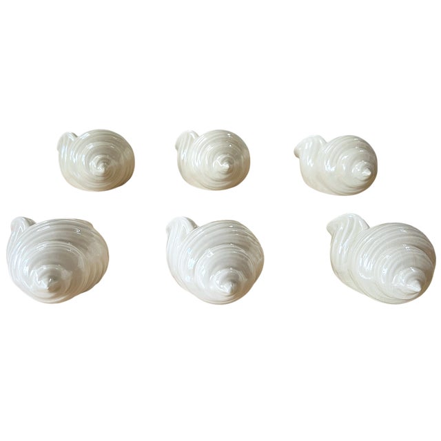 Celerie Kemble 1980s Coastal White Ceramic Seashell Napkin Rings - Set of Six For Sale - Image 4 of 9