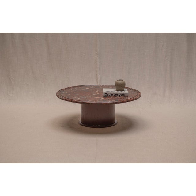 Mid-Century Modern Coffee Table with Red Marble Top and Burgundy Lacquered Base, 1970s For Sale - Image 16 of 16