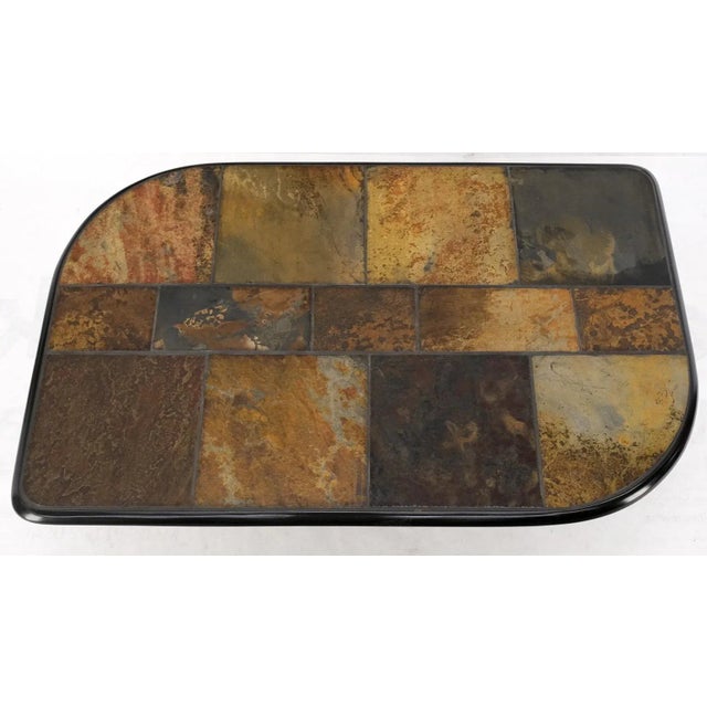 Mid-Century Modern Lava Rock Multicolor Tile Top Pedestal Base Guitar Pick Shape Coffee Table For Sale - Image 3 of 11