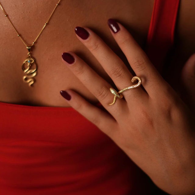 Mythology Snake Gold Vermeil & Diamond Design Ring, Size 6 For Sale - Image 4 of 10