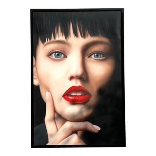 Vintage Monumental Original Oil Portrait on Canvas For Sale