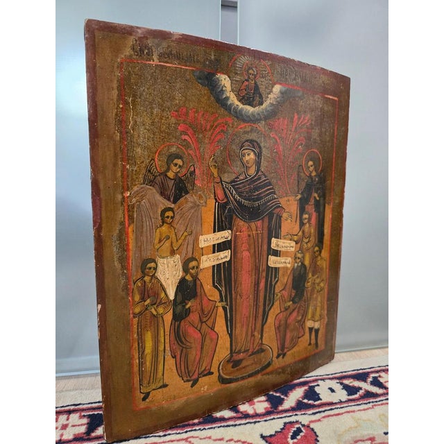 Antique Orthodox Icon, 1860 For Sale - Image 6 of 17