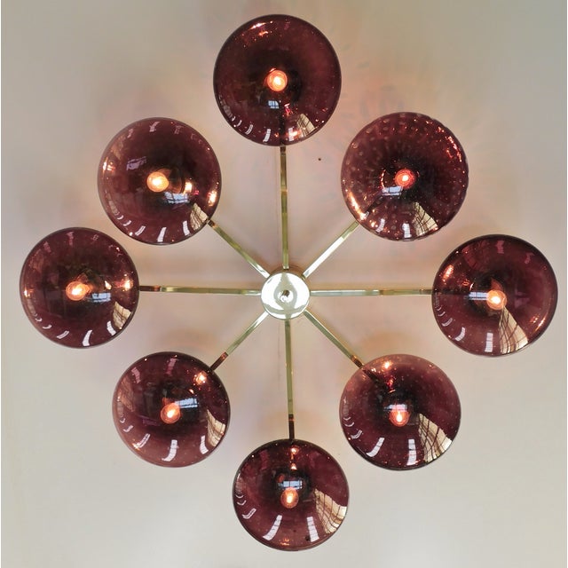 Fabio Ltd 21st Century Otto Polished Brass Amethyst Bubbles Murano Glass Flush Mount by Fabio LTD For Sale - Image 4 of 5