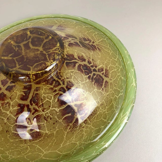 Wonderful heavy Art Deco glass element designed by Karl Wiedmann and produced WMF, Germany in the 1930s. This glass bowl...