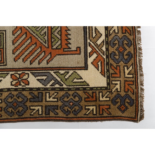 Brown Mid 20th Century Home Living Wool Area Carpet For Sale - Image 8 of 10