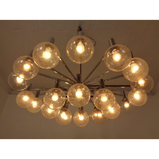 Large Chromed Spider Sputnik Lamp with 24 Handblownd Ice Glass Balls from Ott International, Germany, 1960s For Sale - Image 15 of 18