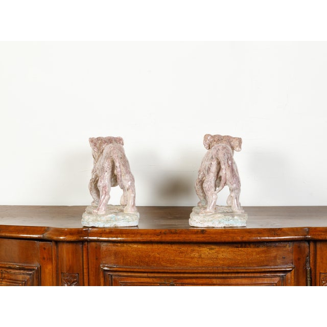 Pair of 19th Century French Faience Bulldog Sculptures on Terracotta Bases For Sale - Image 9 of 10
