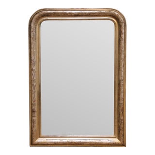 19th Century French Louis Philippe Silver Leaf Mirror With Gilt Accents For Sale