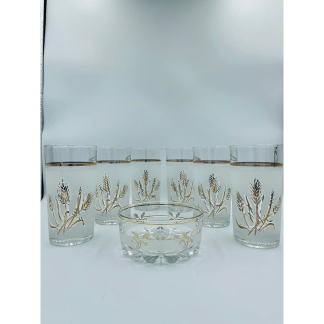 Mid-Century Decover Italy Frosted Highball & Garnish Bowl - 7 Piece Cocktail Set ~ This beautiful Italian cocktail set...