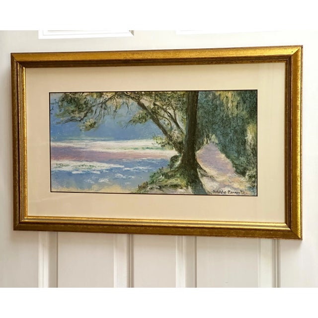 This serene post-war impressionist watercolor painting by French artist Rodolphe Planquette (b. 1926) captures the...