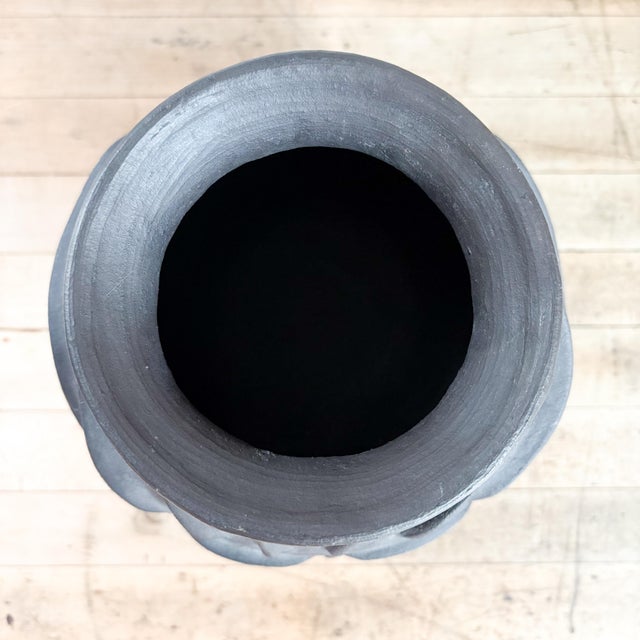Black 1970s Folk Art Rosa Brítez Figural Sun Face Terra Cotta Vase For Sale - Image 8 of 11