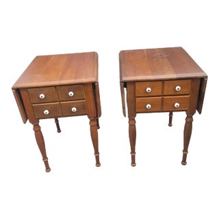 Boring Furniture Victorian Cherry Drop-Leaf Pembroke Tables, a Pair For Sale