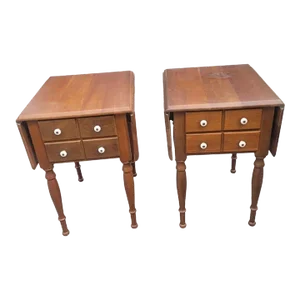 Boring Furniture Victorian Cherry Drop-Leaf Pembroke Tables, a Pair