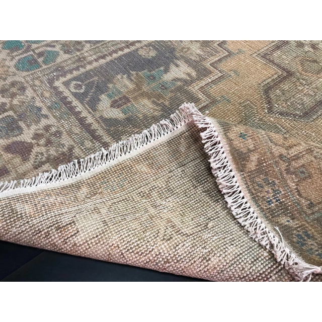 Orange Vintage Faded Turkish Oushak Handmade Wool Rug For Sale - Image 10 of 11