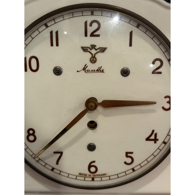 1930s German Mauthe Art Deco Glazed Ceramic Wall Clock For Sale In Dallas - Image 6 of 16