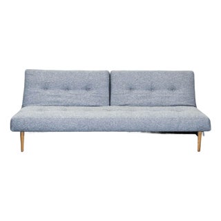 Modern Gray Sleeper Sofa With Wood Legs - Convertible Futon Bed For Sale