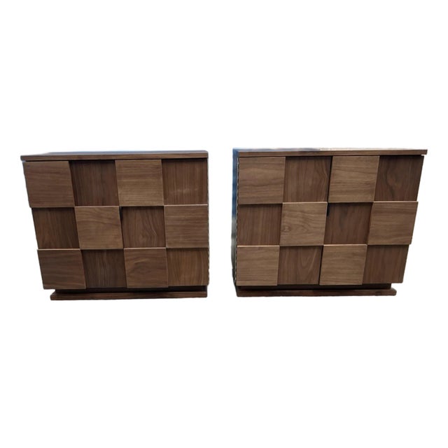 Mid Century Brutalist Style Nightstands - Pair For Sale