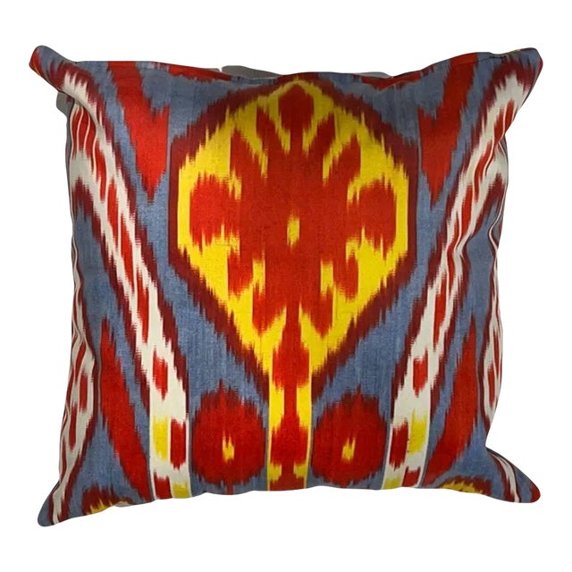 Double Sided Multi Color Turkish Style Ikat Pillow For Sale