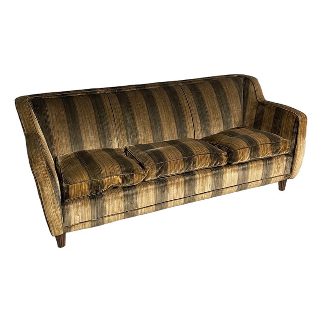 Art Deco Italian Striped Velvet Sofa, 1930s For Sale