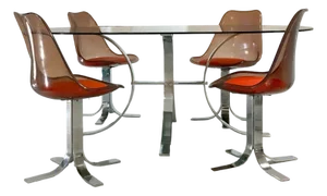 French Space-Age Dining Table & 4 Chairs 1970s, Set of 5