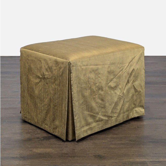 Modern Century Furniture Skirted Silk Ottoman For Sale - Image 3 of 6