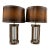 Matched Pair Large Glass and Leather Hurricane Lantern Table Lamps in the Style of Ralph Lauren For Sale