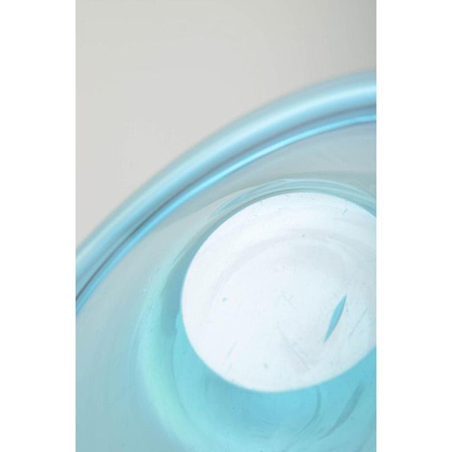 Organically Shaped Bowl in Turquoise-Blue Art Glass, 1970s For Sale - Image 4 of 5