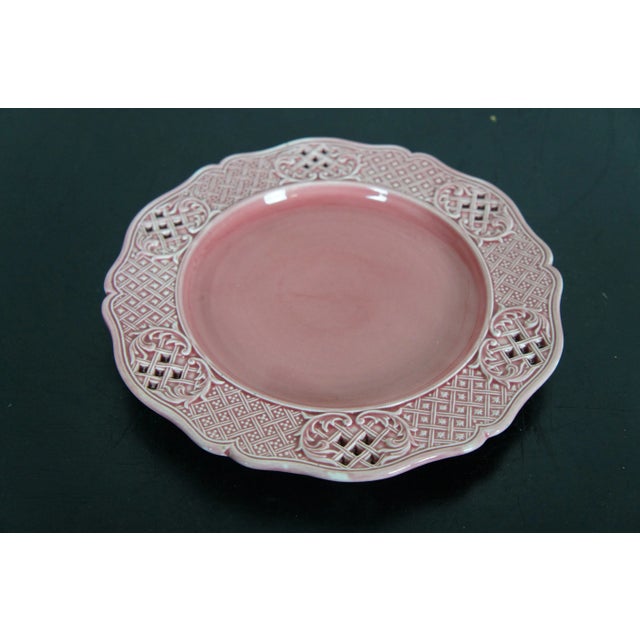 Early 20th Century Austrian Hungarian Scalloped Pierced Reticulated Basketweave Lattice Plates- Set of 3 For Sale - Image 4 of 10