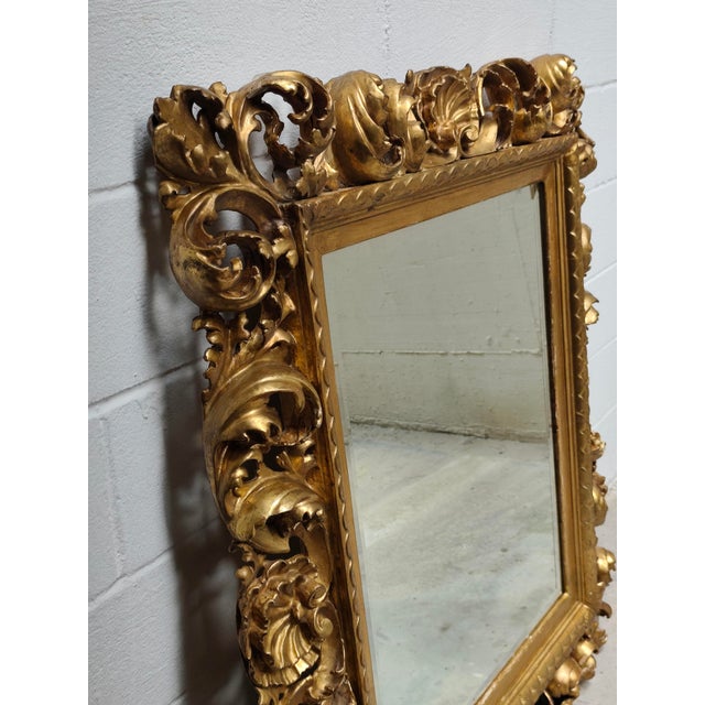 19th Century Cartoccio Wooden Mirror in Gold Leaf, 1850 For Sale - Image 9 of 12