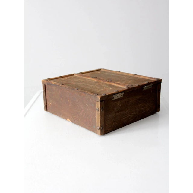 Vintage Split Double Door Wooden Box For Sale - Image 9 of 13
