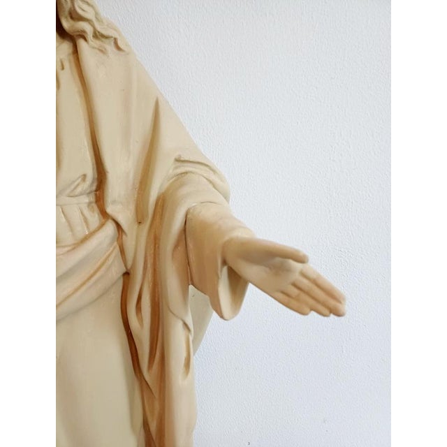 Large French Plaster Sacred Heart of Jesus Statue, 20th Century For Sale - Image 5 of 7