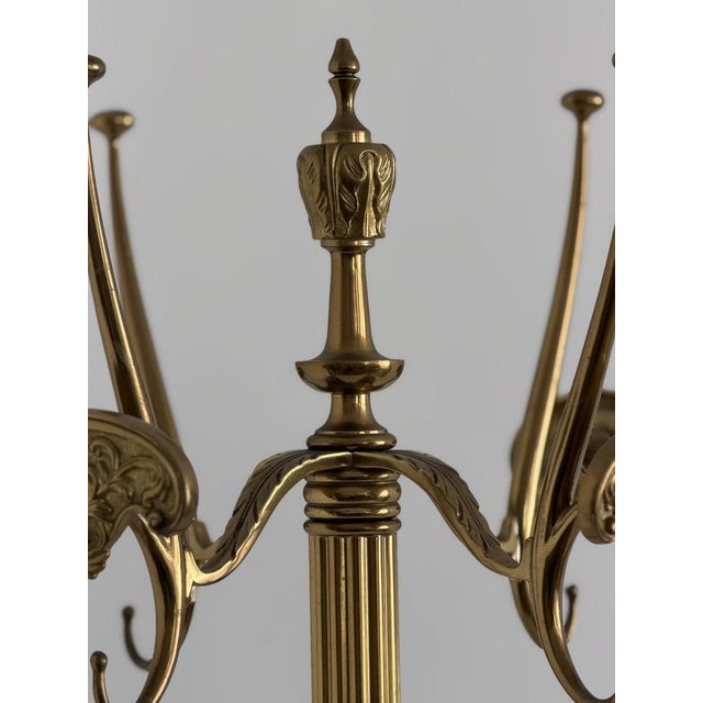 Vintage Brass Coat Rack with Rotating Crown and Fluted Column, 1960s For Sale - Image 11 of 18