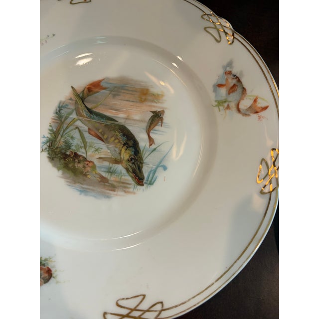 Antique Porcelain Fish Plates With Gold Detail, Set of 4, Circa 1890–1900 For Sale - Image 16 of 17