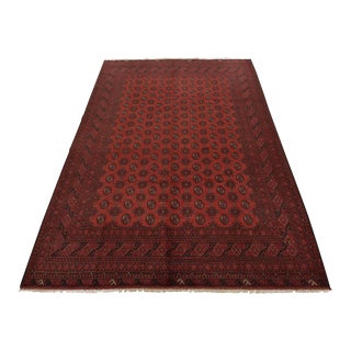 1990s Vintage Bokhara 8’3” X 11’2” Red Wool Tribal Hand-Knotted Rug For Sale
