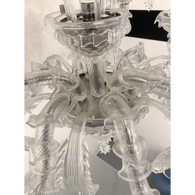 Metal Murano-Style Chandelier in Transparent Glass For Sale - Image 7 of 12