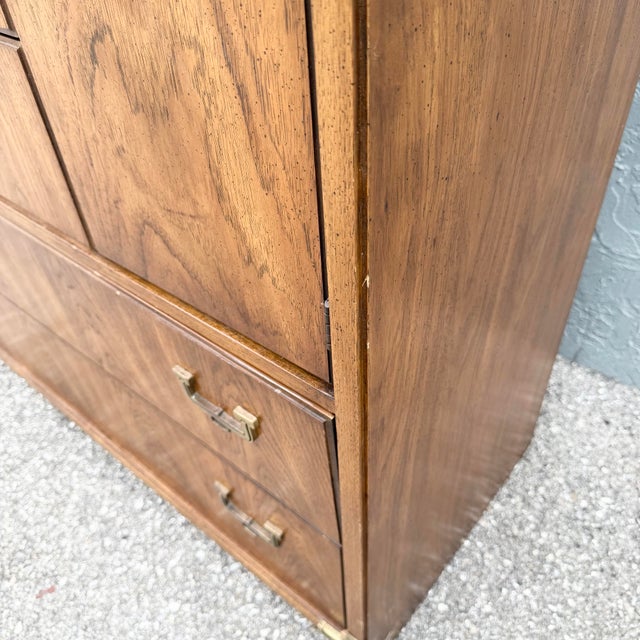 Vintage Huntley Campaign Highboy Dresser by Thomasville For Sale - Image 9 of 12
