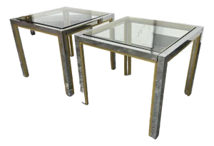 Renato Zevi Chrome + Brass Side Tables, Circa 1970's