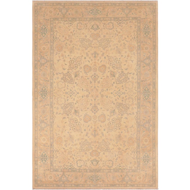 Boho Chic Tan/Gold Wool Rug - 6'1'' X 8'10'' For Sale - Image 10 of 10