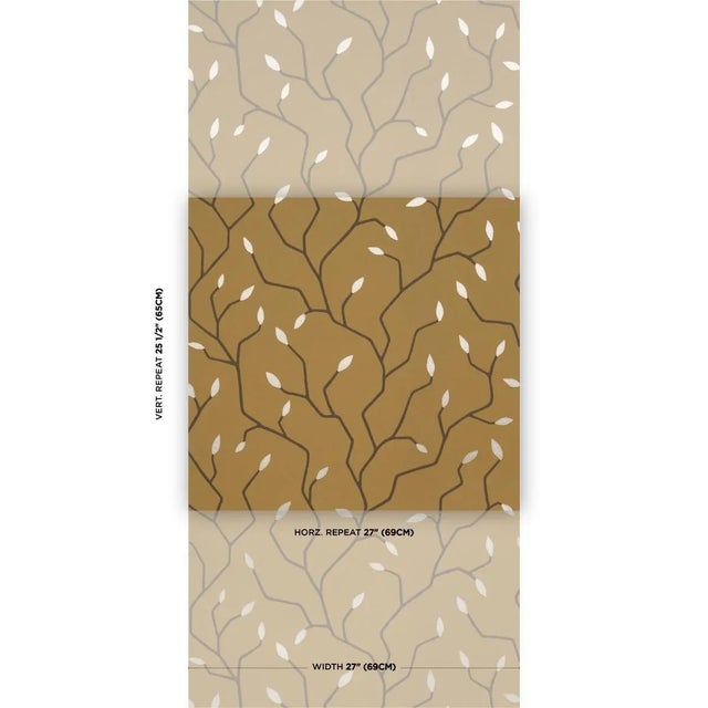 Inspired by decorative ironwork, a stylized branch and leaf motif gives this botanically themed wallcovering a refined,...