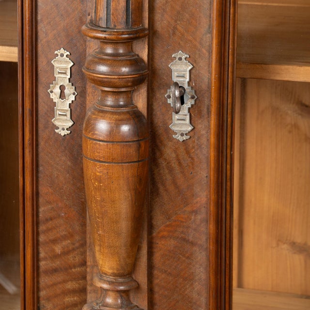 Pair, Late 19th Century Walnut Display Cabinet Bookcases With Glass Panels For Sale - Image 13 of 18