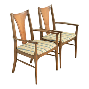 Broyhill Brasilia Mid-Century Modern Sculpted Walnut Armchairs, Pair
