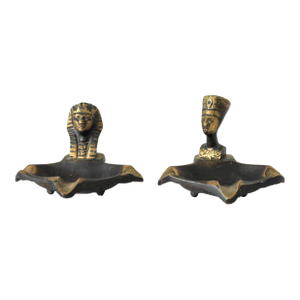 Vintage Cast Brass Egyptian Ashtrays - A Pair