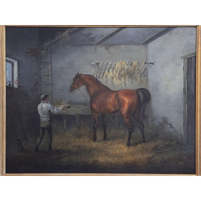 English English Painting of a Horse and Groom in a Stable For Sale - Image 3 of 7